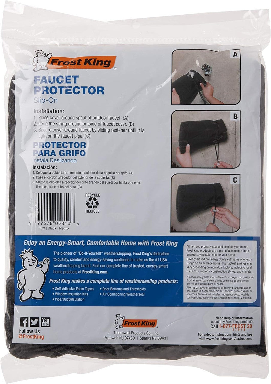 Padded Outdoor Sock Hose Faucet Sock Cover Black Keep from Freezing