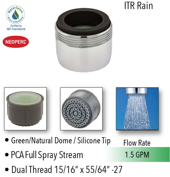 Rain Spray Faucet Aerator Neoperl ITR Shower Stream Low Flow WaterSense