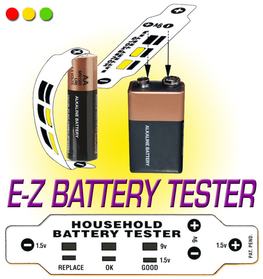 Household Energy Kit | Battery Tester Flexible Strip - Bookmark & tattoo | Test before you replace!