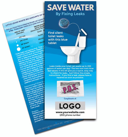 Custom Leak Detecting Dye-Tab Card Logo & Instructions Blue Tablet Pack