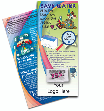 Custom Leak Detecting Dye-Tab Card Logo & Instructions Blue Tablet Pack