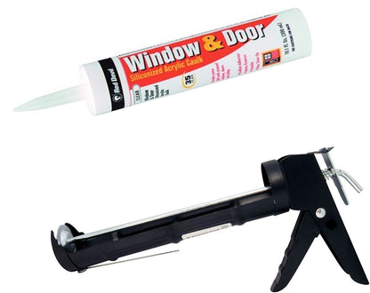 Siliconized Acrylic Caulk Clear Bundled with Half Barrel Caulk Gun Black Seal 2 Items Compatible with Red Devil