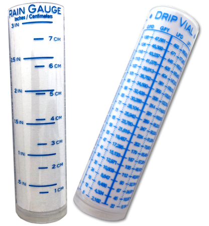 Drip Gauge Water Measuring Vial | calculate waste + Rain Gauge