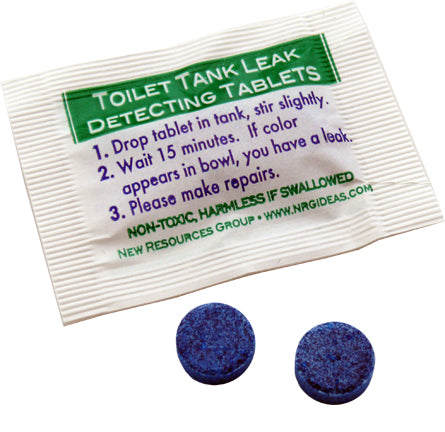 Natural Kraft Blue Leak detecting Dye Tablets on a Recycled Custom Card | Digital Link Small Print With Instructions