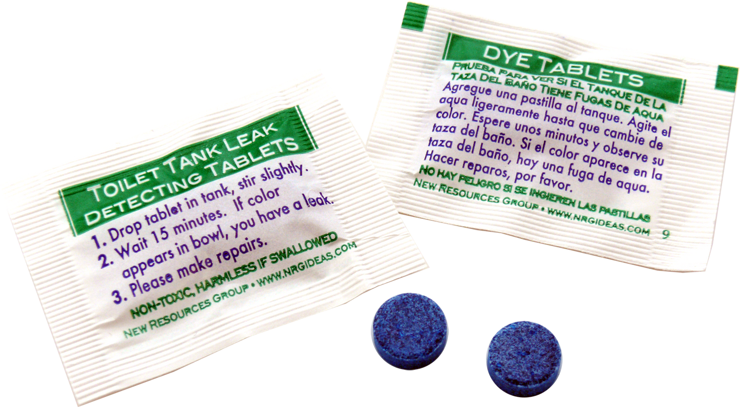 Toilet Dye Tablets (detect silent leaks) bulk Packs 2 Tracer Tabs per Packet