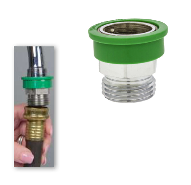 Quick Connect Hose to Faucet Coupler and Fitting Dual Thread by 3/4 in. Brass MGH Good for Portable Appliances Snap Fit