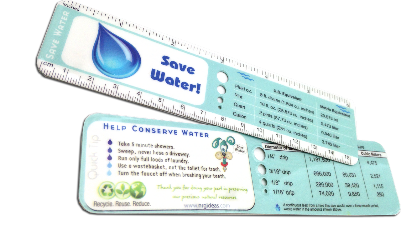 Pack of Faucet and Shower Flow Gauge Measuring Bags + Water Drip Rulers