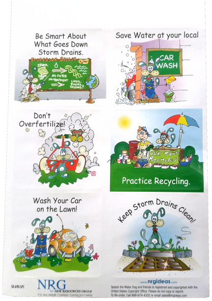 Splash the Water Dog Sticker water saving & Conservation sheets