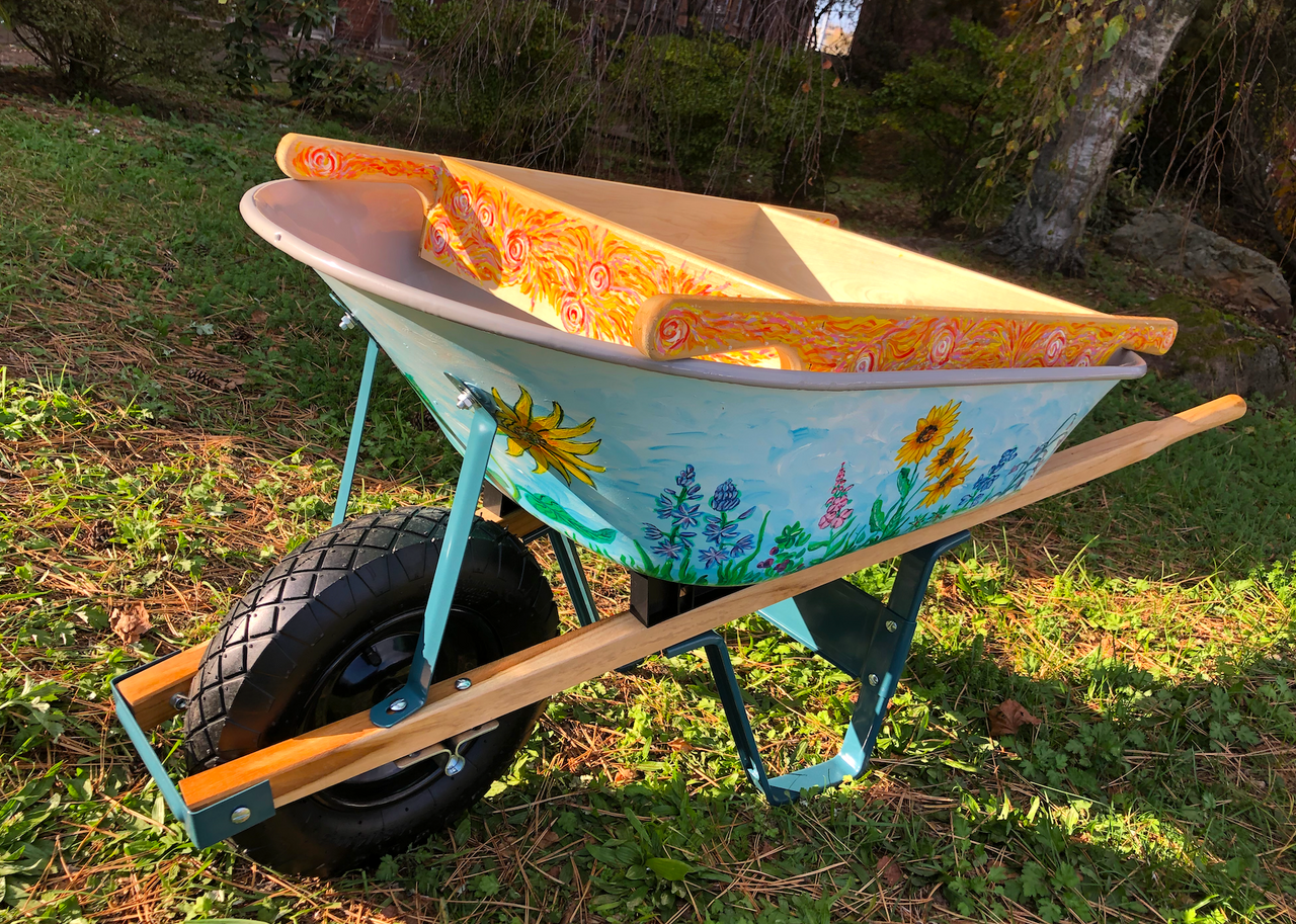 Hand Painted Wheelbarrow Garden Outdoor Unique Event Gift Park Home Compost Sifter