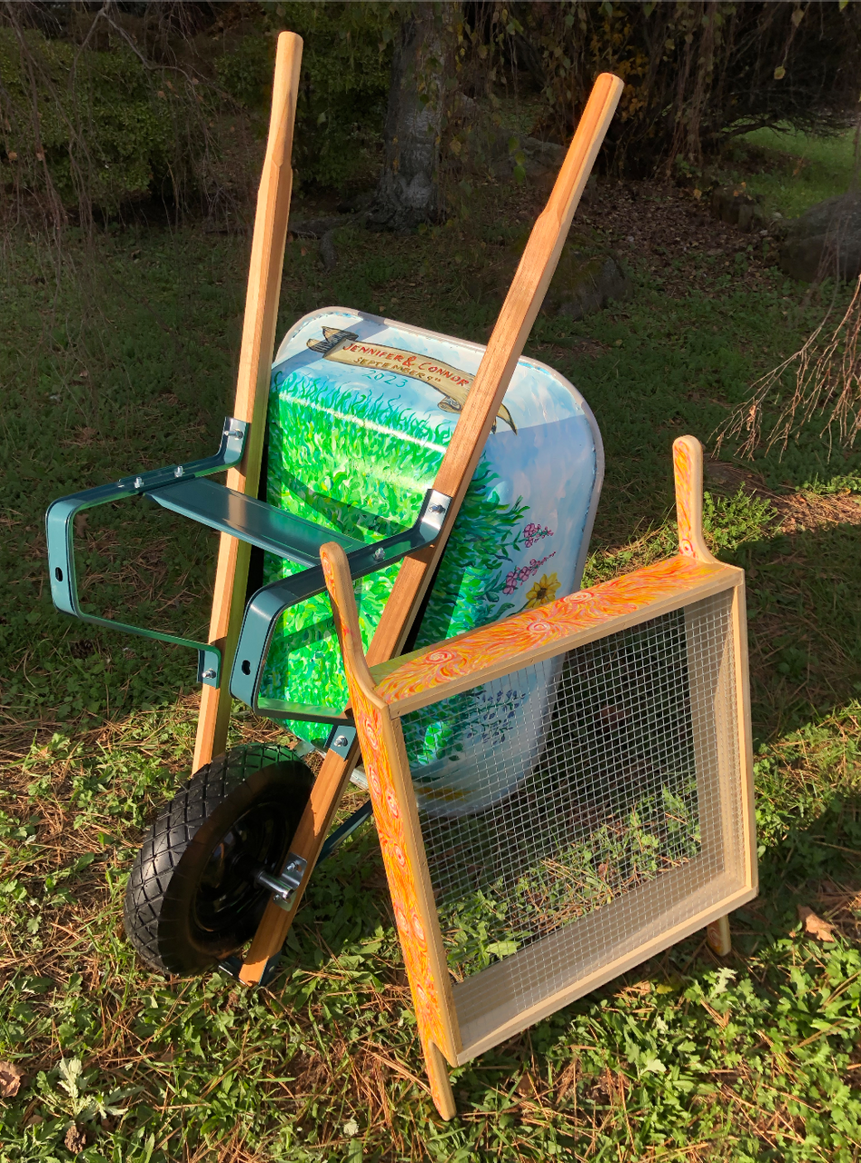 Hand Painted Wheelbarrow Garden Outdoor Unique Event Gift Park Home Compost Sifter