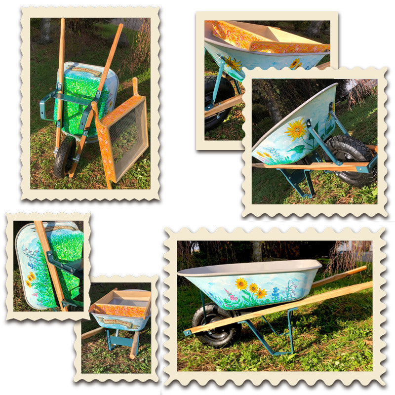 Hand Painted Wheelbarrow Garden Outdoor Unique Event Gift Park Home Compost Sifter