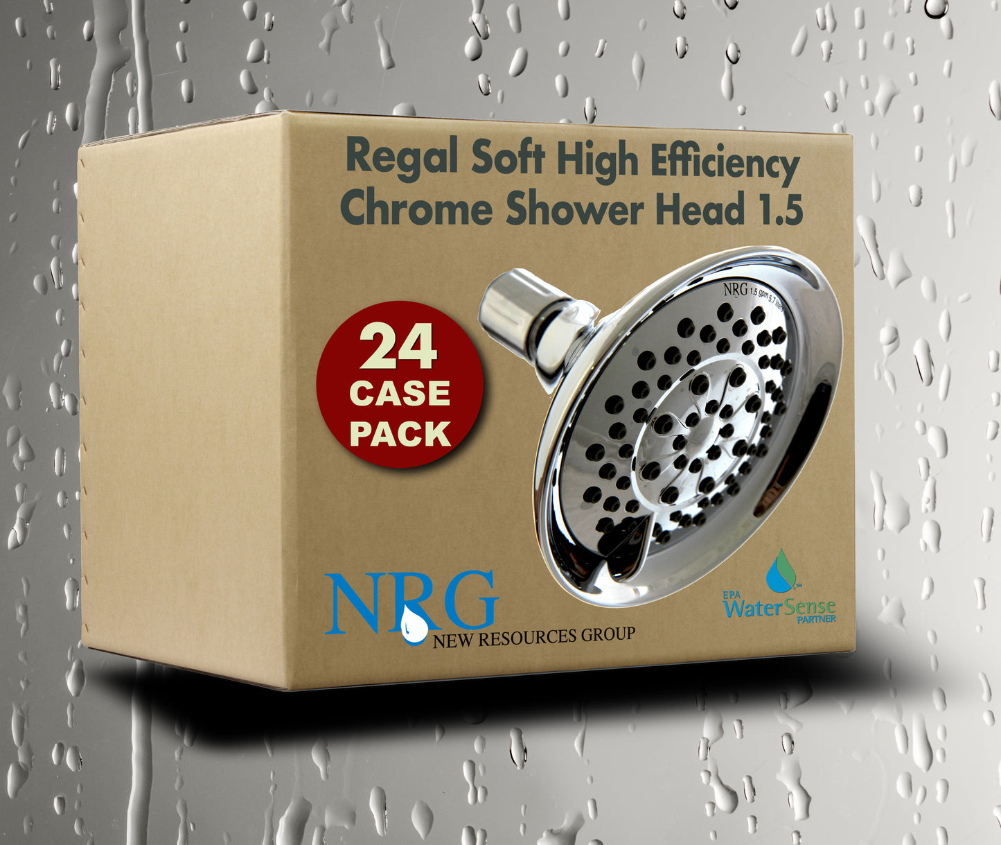 Rain Shower Case of 24 Shower Heads Water Saving, low flow Chrome Fixed Sprayer