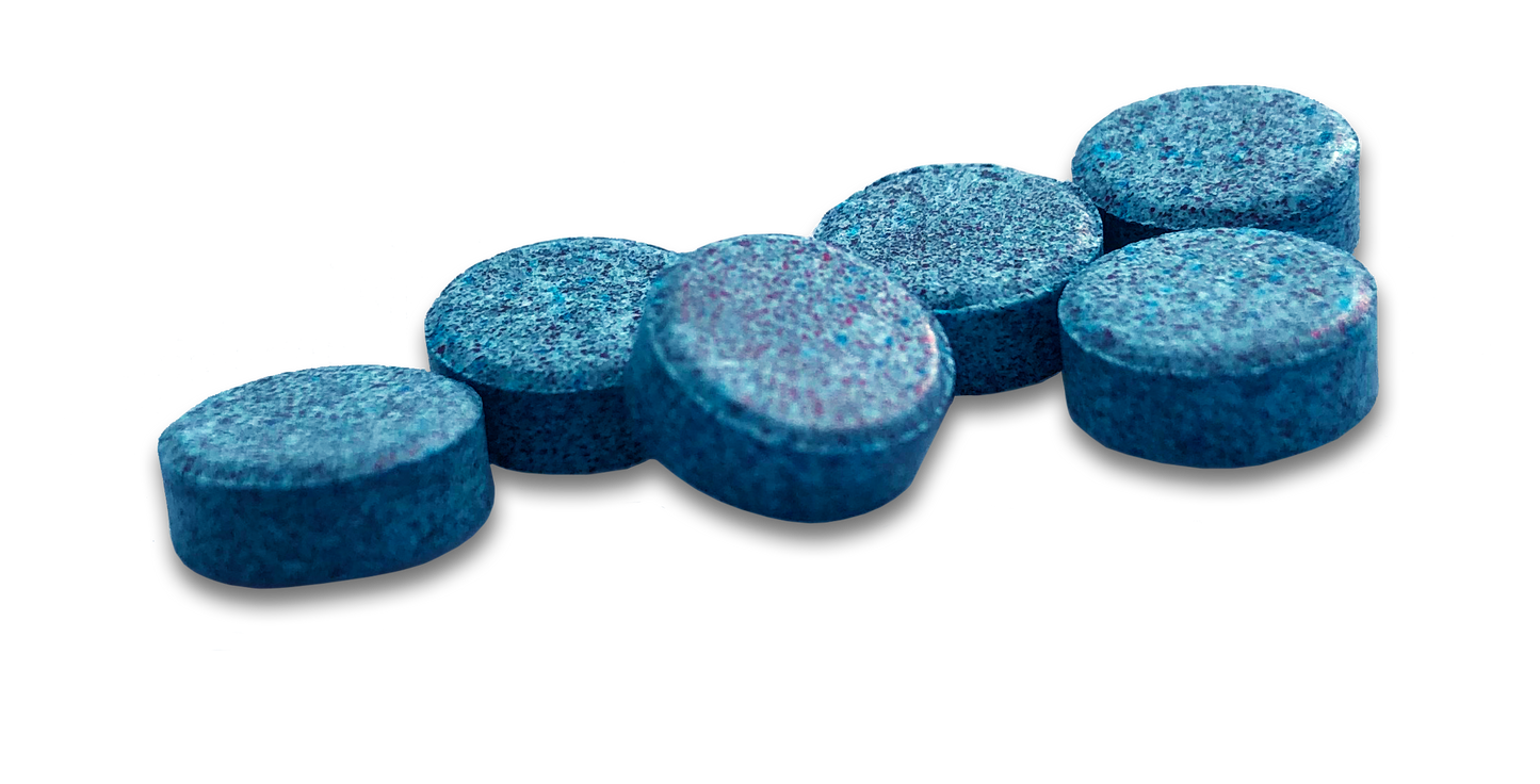 Blue Drop Dye Tabs 200 pc Toilet Dissovable Bluing Tablets Prevent Testing Tampering in EZ Pour Bottle