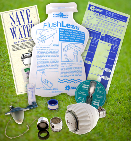 Frugal Bathroom Water Saving Eco-Kit, faucet, toilet flapper, Massage shower head, timer