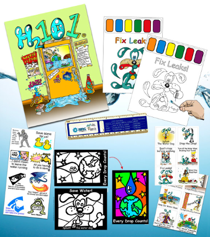 Water Conservation, Education, Green Materials - Water Saving, Sticker, Tattoo, Booklet, Ruler