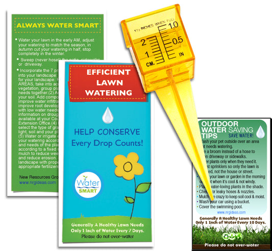 Outdoor, Efficient Lawn & Garden Watering Basic Kit | Rain Gauge & Booklet and Tip Magnet