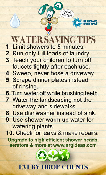 Water Conservation, Education, Green Materials - Water Saving Top 10 Tips Magnet